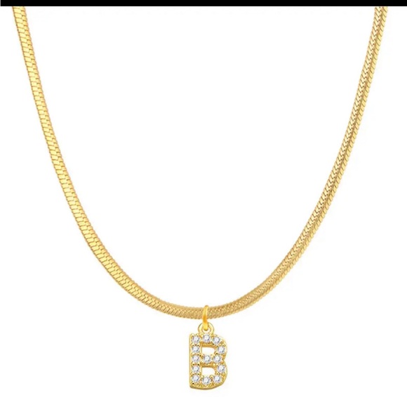 COPY - 18K Herringbone Initial Chain Necklace - Picture 5 of 12
